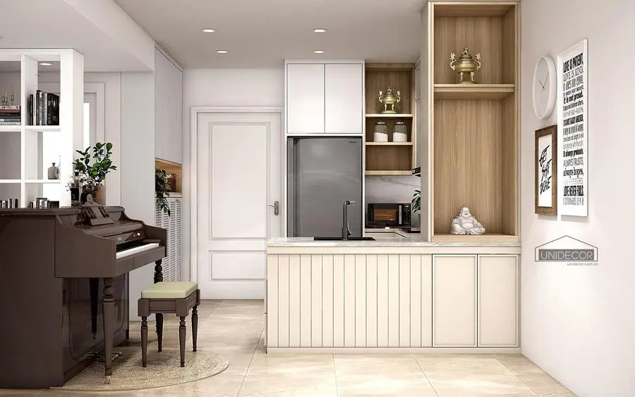 Phòng bếp được thiết kế tối giản