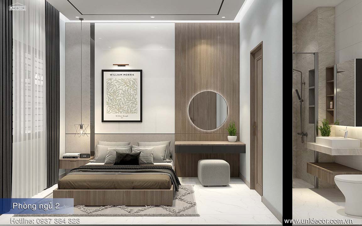 Phòng ngủ 2 lầu 1 với thiết kế hiện đại đầy sang trọng